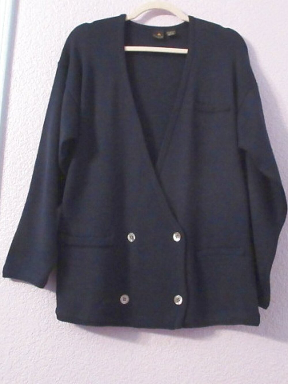 Vtg Liz Claiborne Cardigan Size M Wool Blend Sweater Double Breasted Button Up